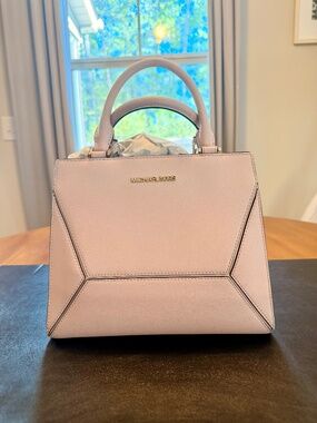 Michael Kors Blush Pink Structured Satchel Handbag Gold Hardware